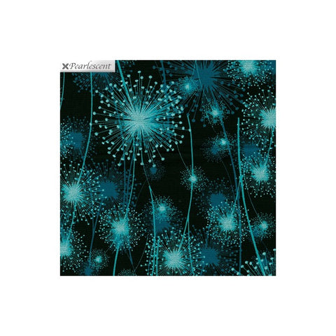 Dandelion Fields Dark Teal/Aqua (Pearl Reflections) from Kanvas Fabrics -- CLEARANCE